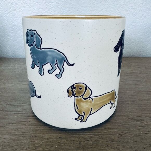 Dachshund Dog Speckled Ceramic Planter Plant Pot - Picture 1 of 5